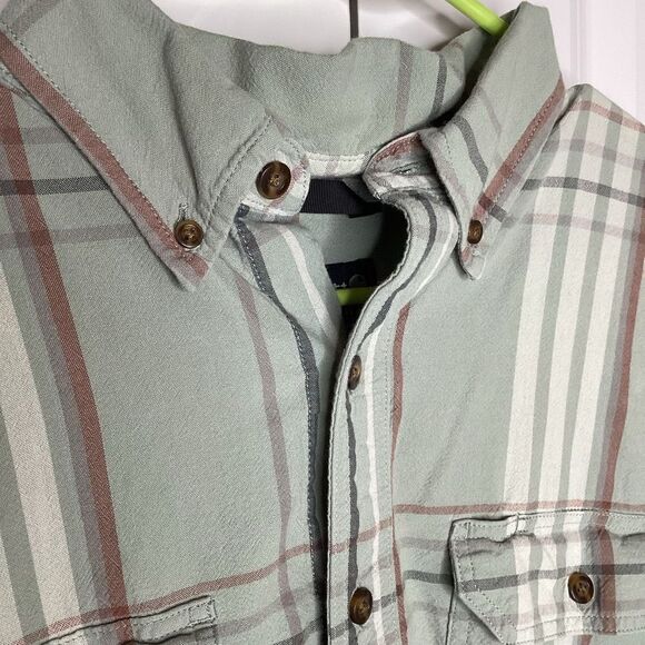 Mens Carhartt Loose Fit Plaid‎ Short Sleeved Top Large Tall - Picture 3 of 8